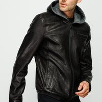 La chaqueta de cuero negra para hombre Byron Ribi 