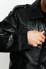 MANTECA PYTHN SKIN LEATHER MEN BLACK JACKET 20204-A