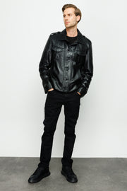 MANTECA PYTHN SKIN LEATHER MEN BLACK JACKET 20204-A