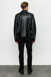 MANTECA PYTHN SKIN LEATHER MEN BLACK JACKET 20204-A