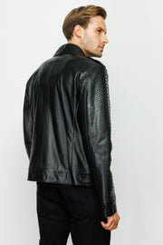 MANTECA PYTHN SKIN LEATHER MEN BLACK JACKET 20204-A