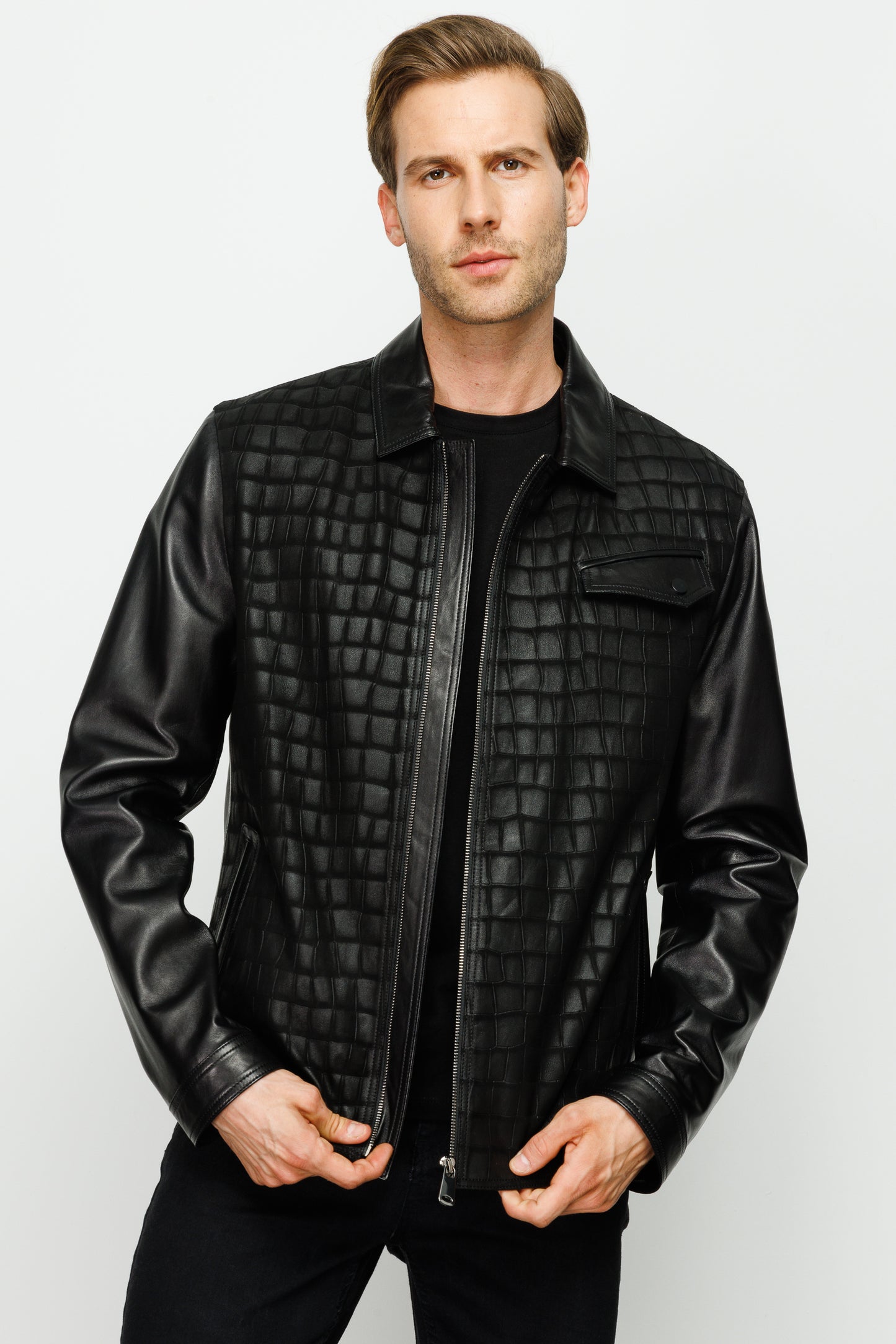 The Emerson Black Leather Men Jacket