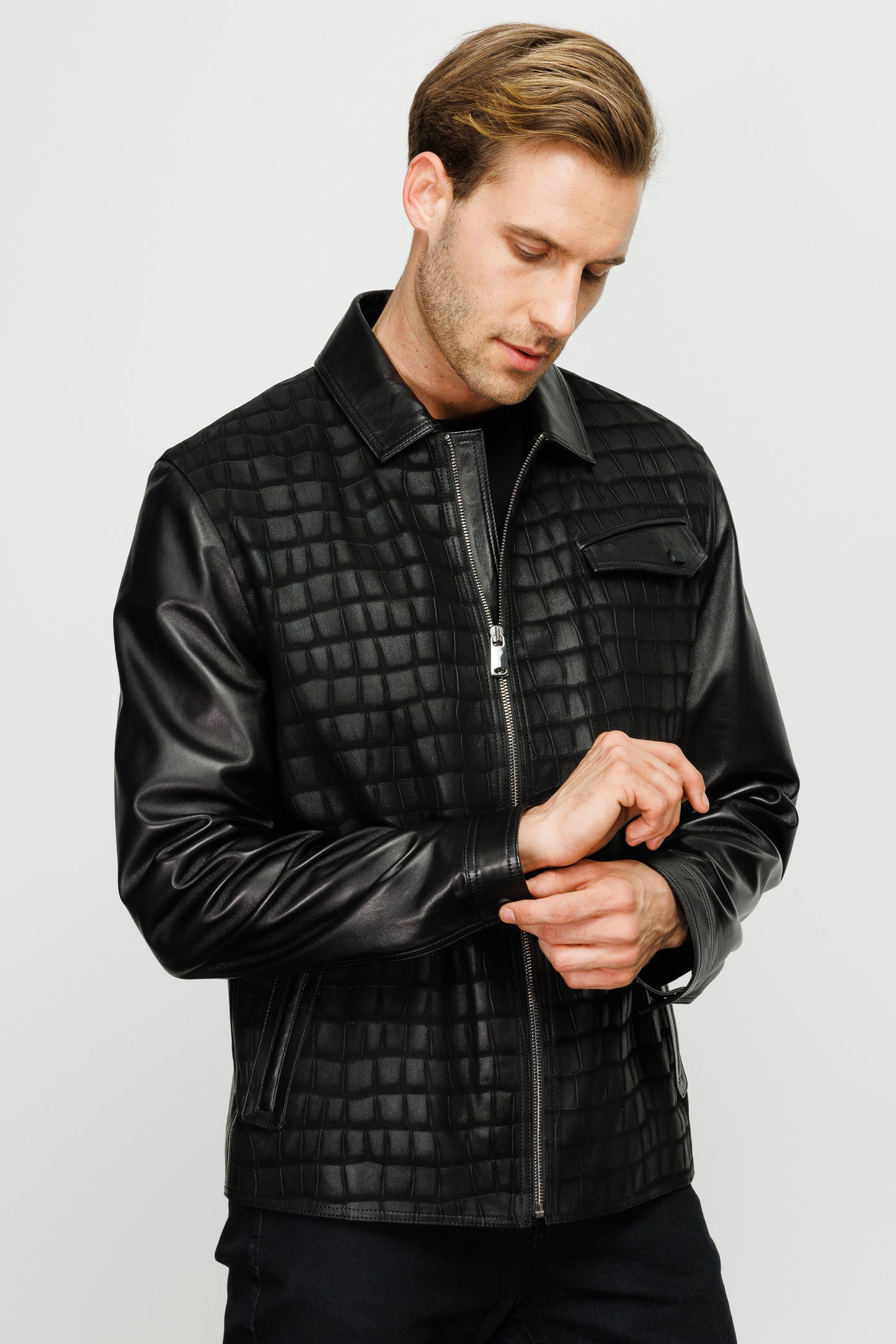 The Emerson Black Leather Men Jacket