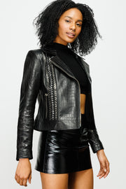 SINGAPORE LEATHER JACKET BLACK (15819-A)