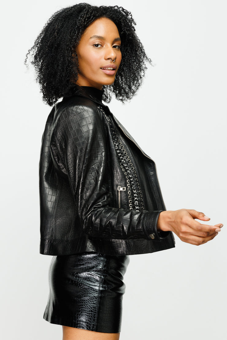 SINGAPORE LEATHER JACKET BLACK (15819-A)