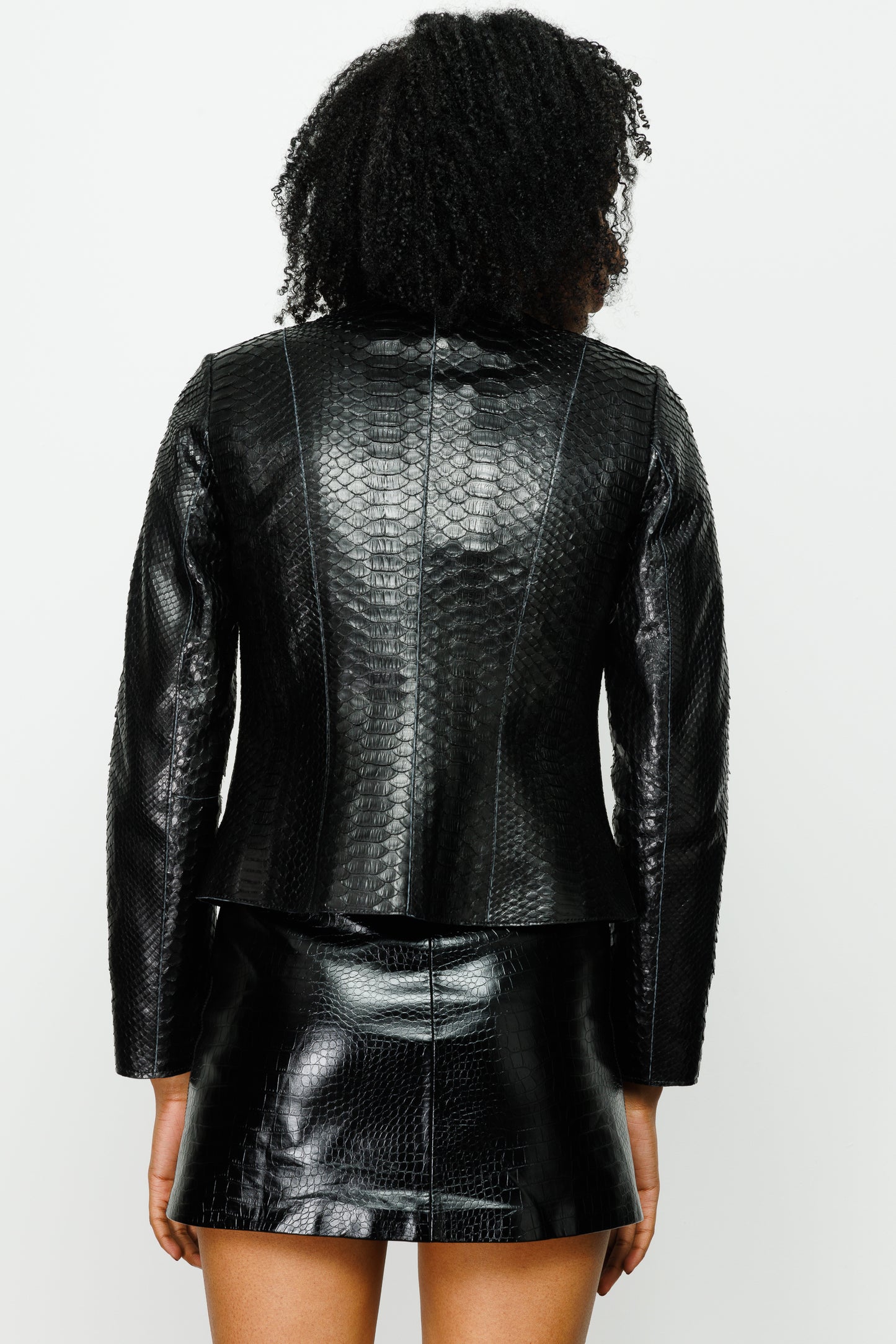 The Mekke Pythn Skin Leather Jacket Black