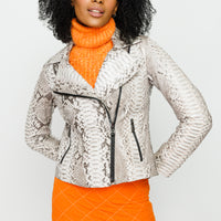 The Queen Pythn Leather Naturel Color Skin Women Jacket