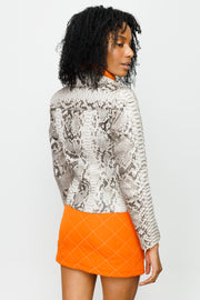 QUEEN PYTHN SKIN LEATHER WOMEN JACKET NATUREL (15808-P)