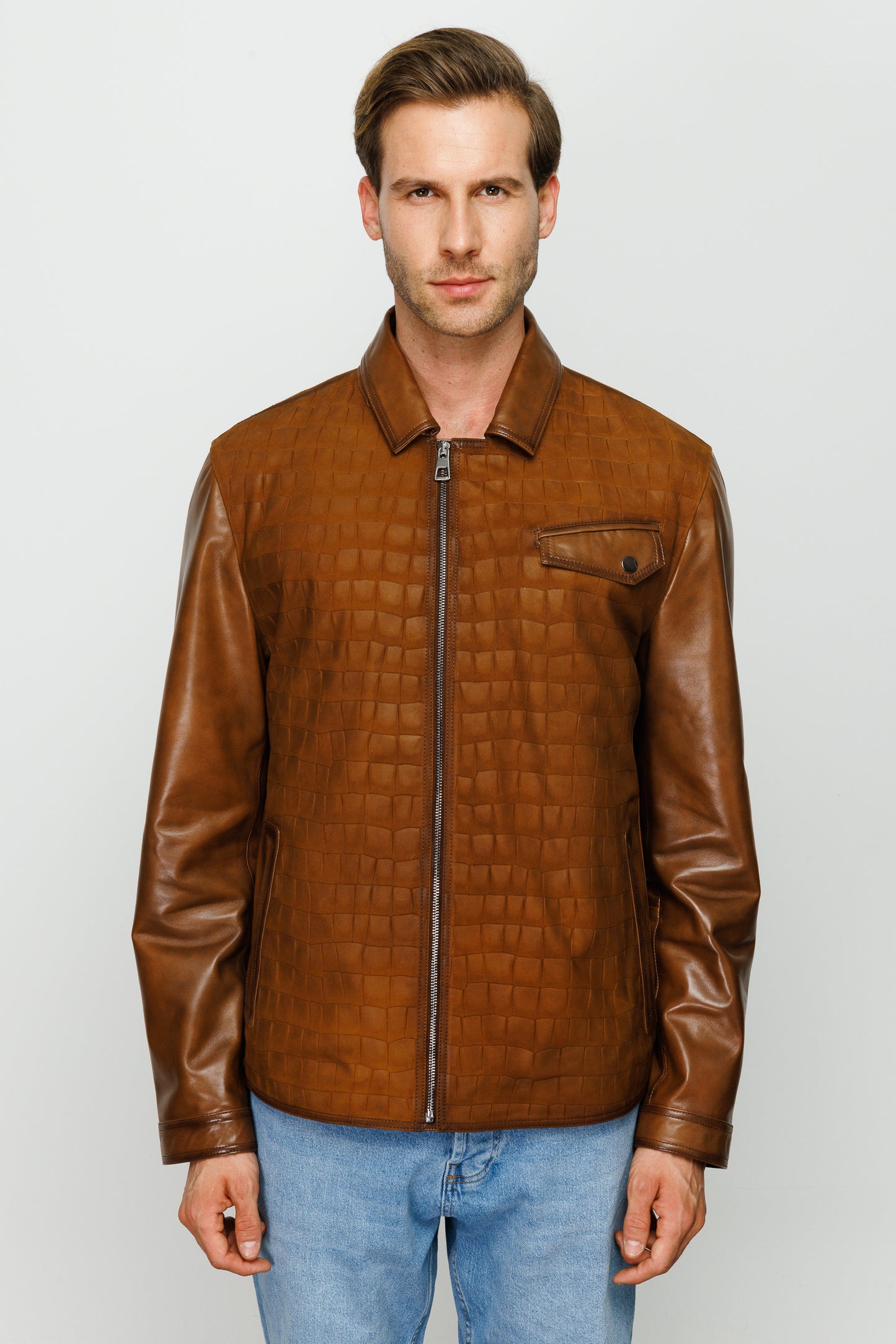The Emerson Tan Leather Men Jacket