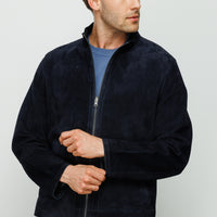 The Alba Navy Leather Men  Jacket
