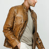 Chaqueta de cuero para hombre Boss Python Tan 