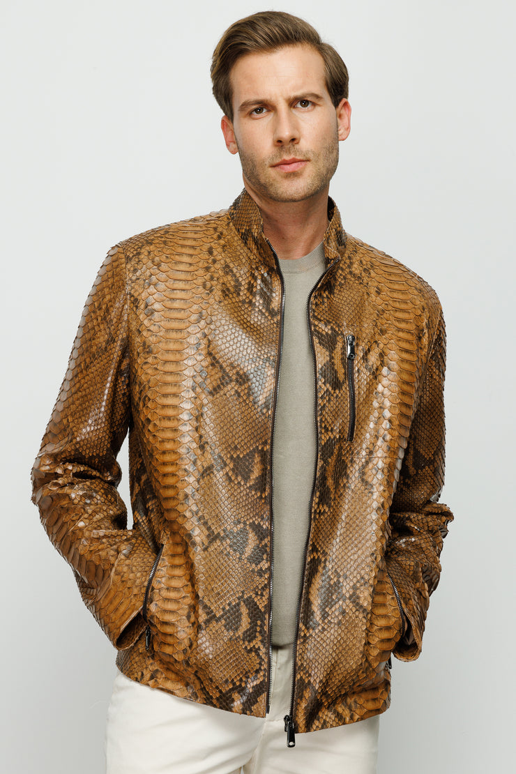 The Boss Pythn Tan Leather Jacket
