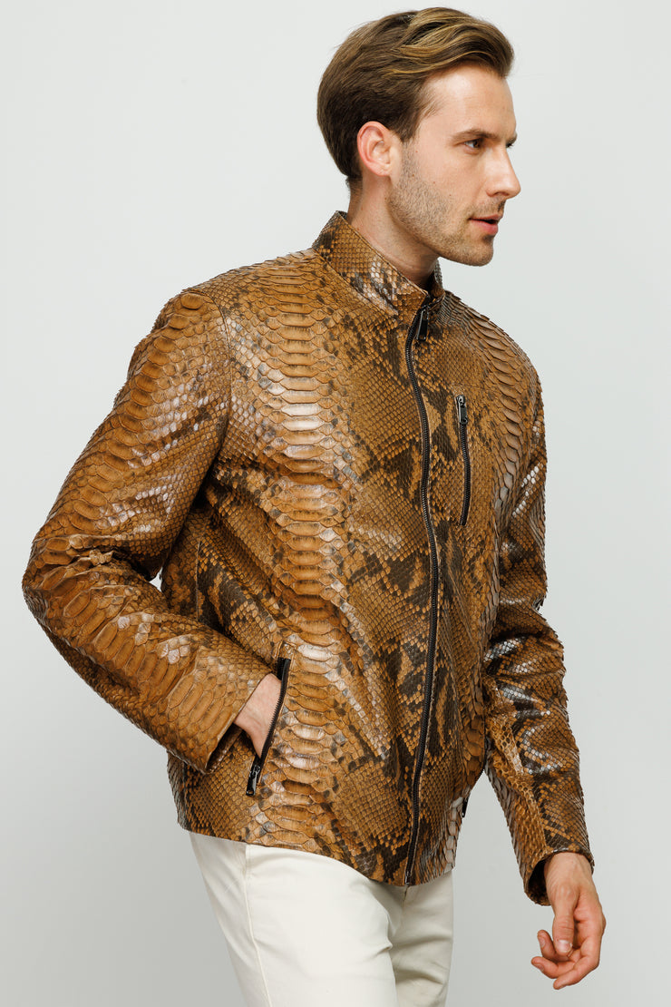 The Boss Pythn Tan Leather Jacket