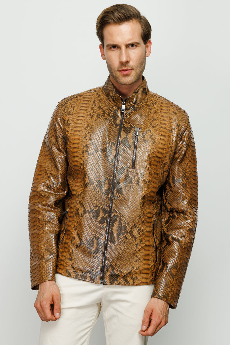 The Boss Pythn Tan Leather Jacket
