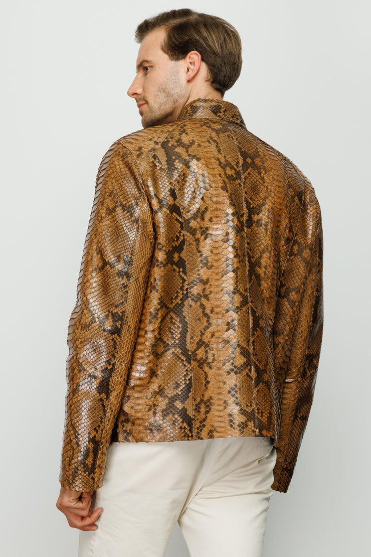 The Boss Pythn Tan Leather Jacket