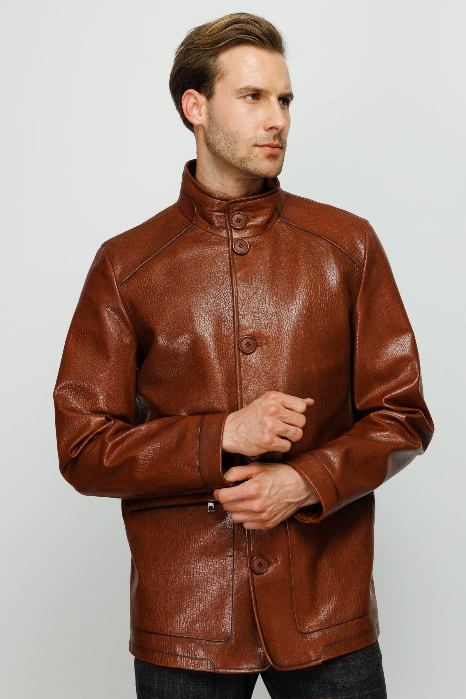 The Barclay Brown Leather Men Jacket