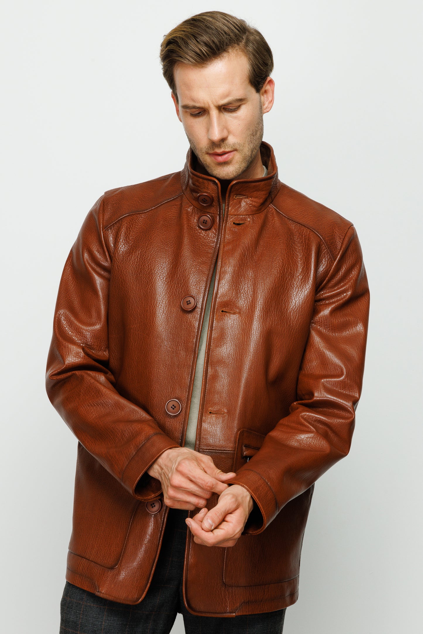 The Barclay Brown Leather Men Jacket