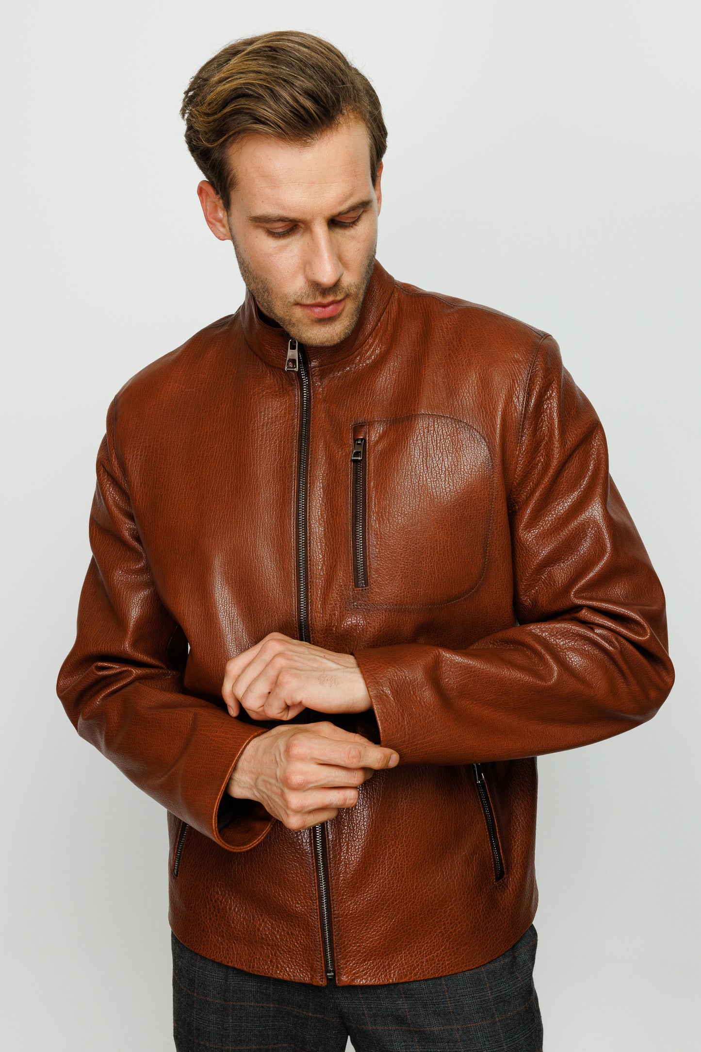 The Elgin Brown Leather Men Jacket