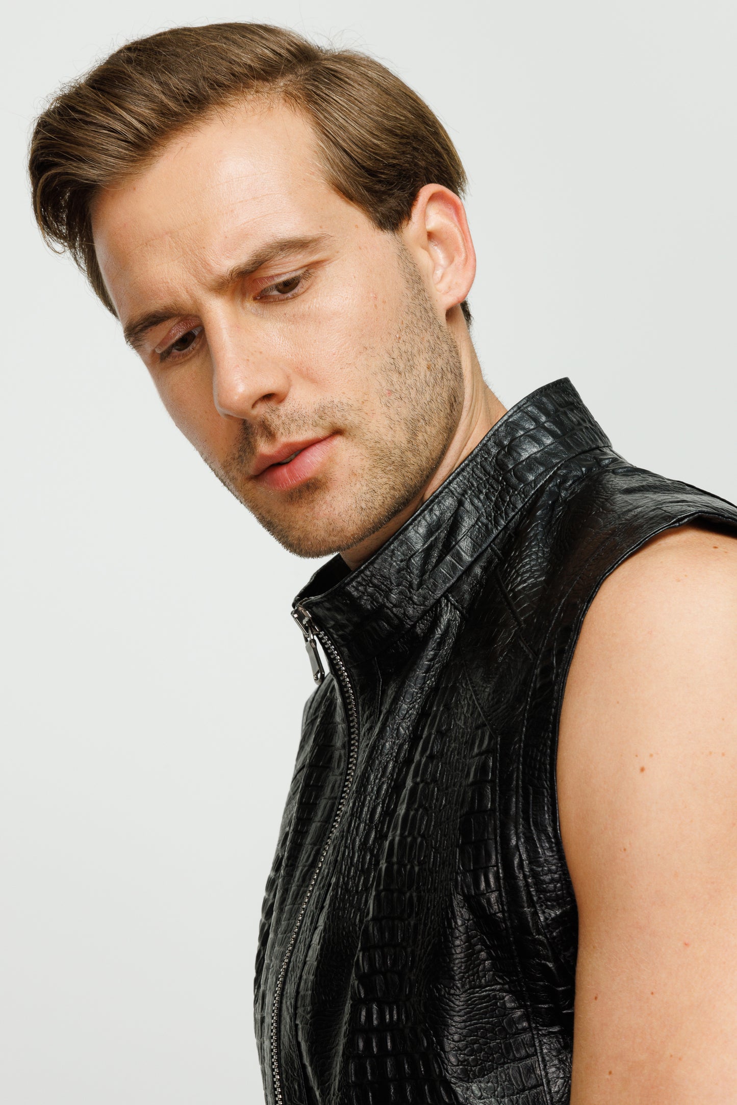 Chaqueta de cuero negra Veyo para hombre 