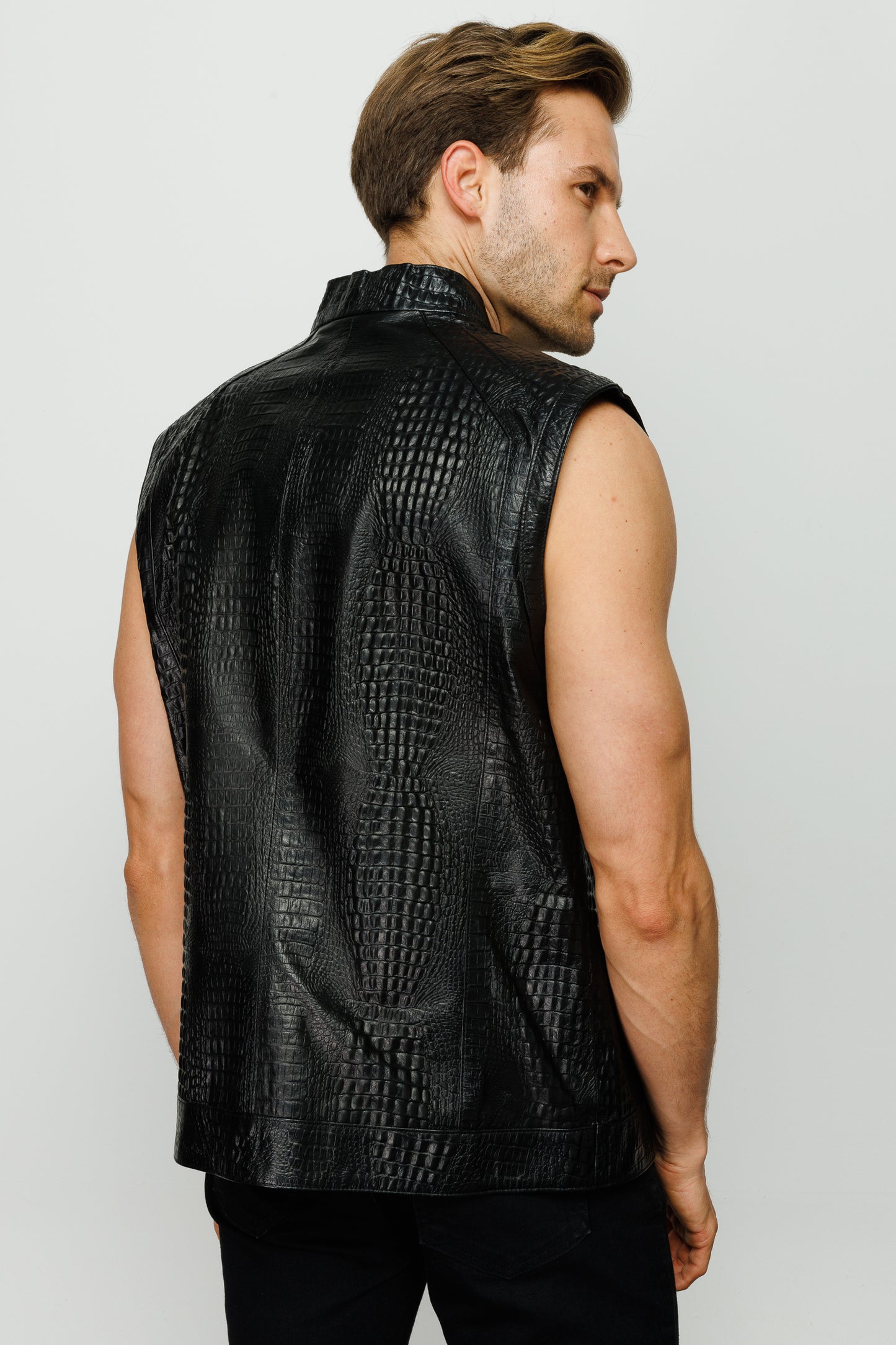 Chaqueta de cuero negra Veyo para hombre 