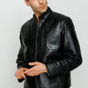 The Boss Pythn Black Leather Men Jacket