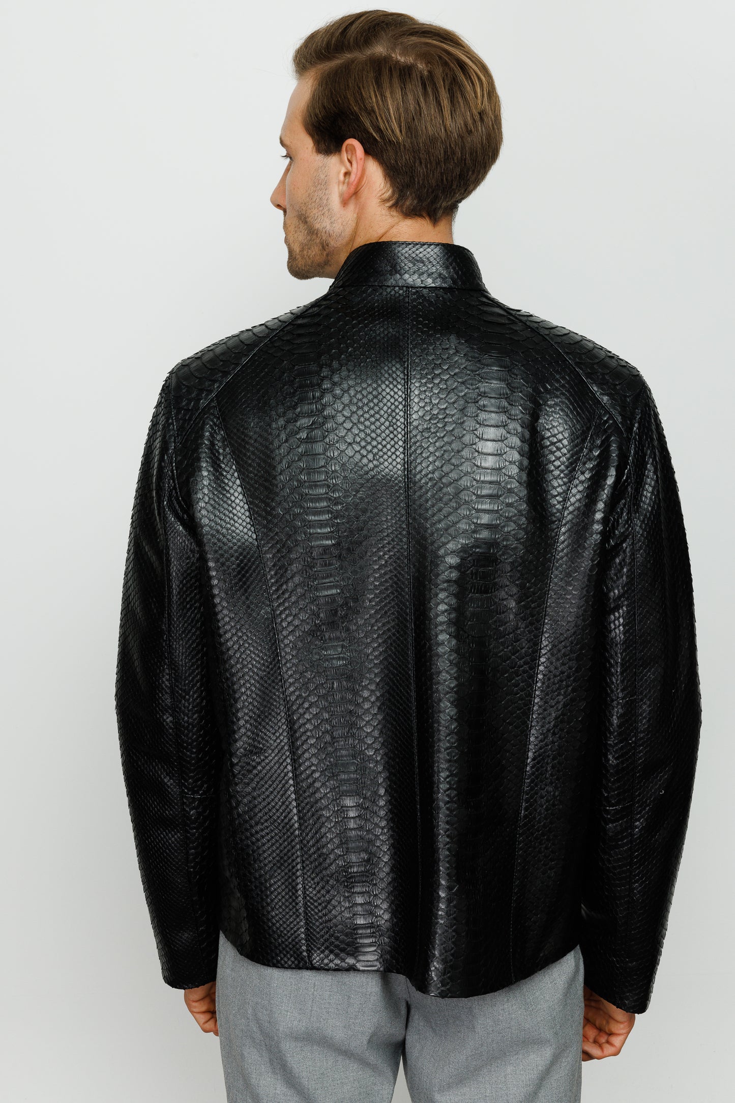 Chaqueta de cuero negro para hombre Boss Python 