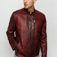 The Boss Pythn Burgundy Leather Men Jacket