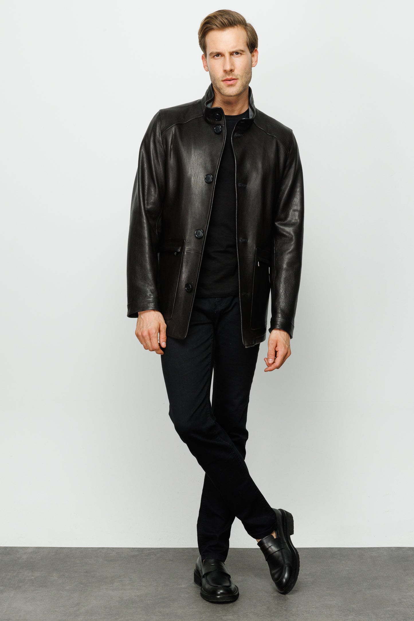 The Barclay Black Leather Men Jacket