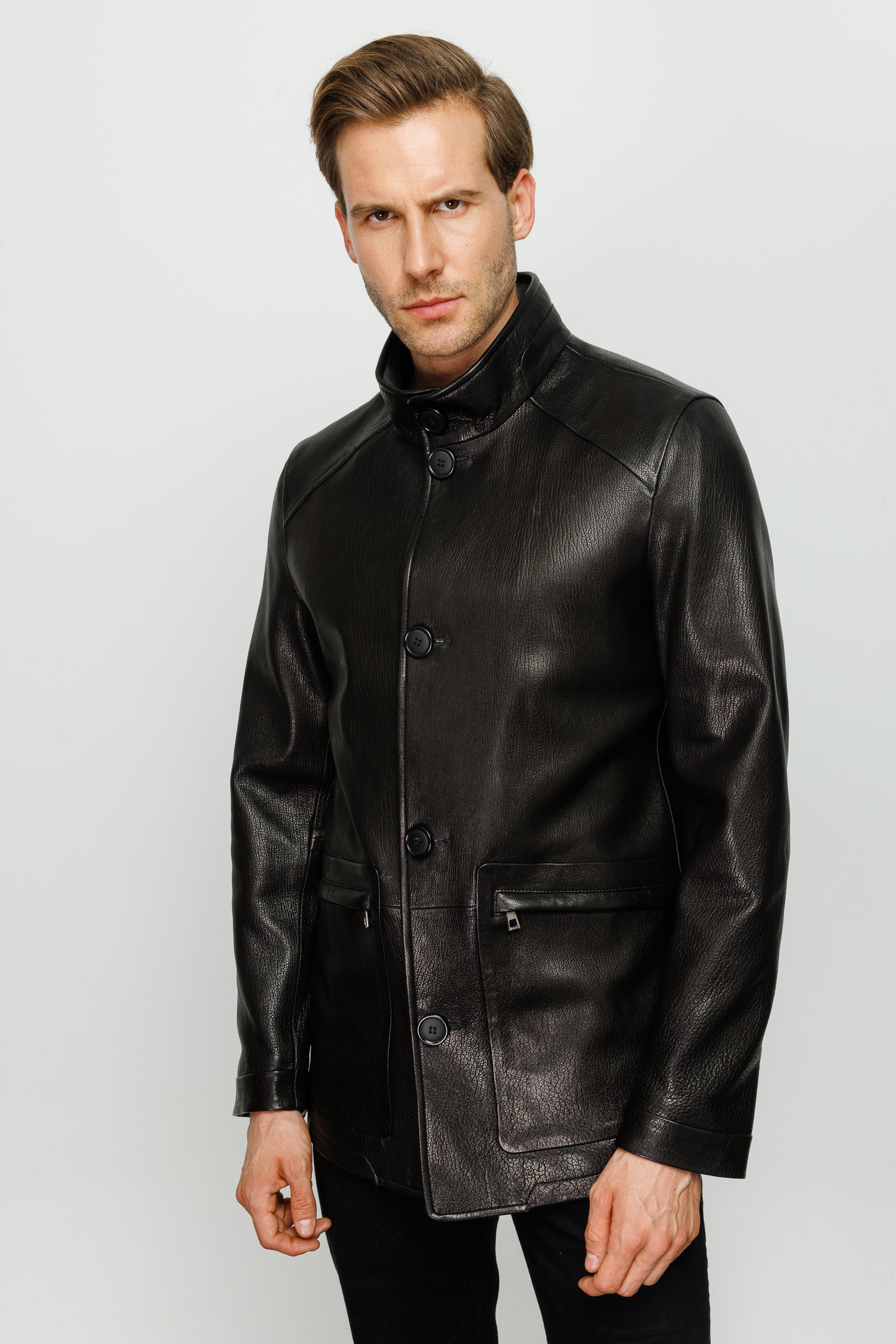 The Barclay Black Leather Men Jacket