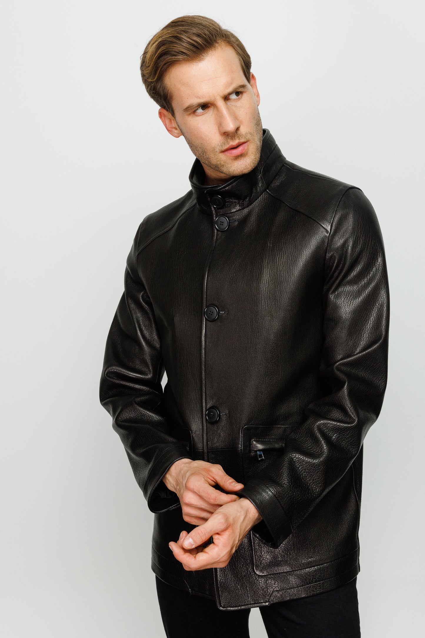 The Barclay Black Leather Men Jacket