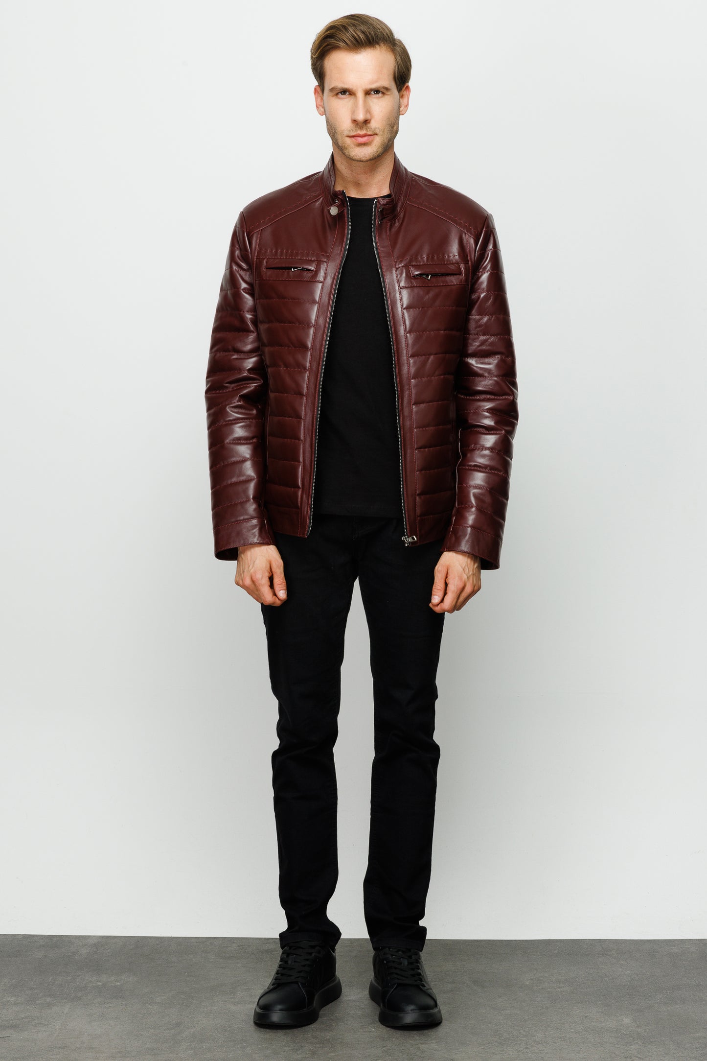 The Wilkerson Burgundy Leather Men Jacket