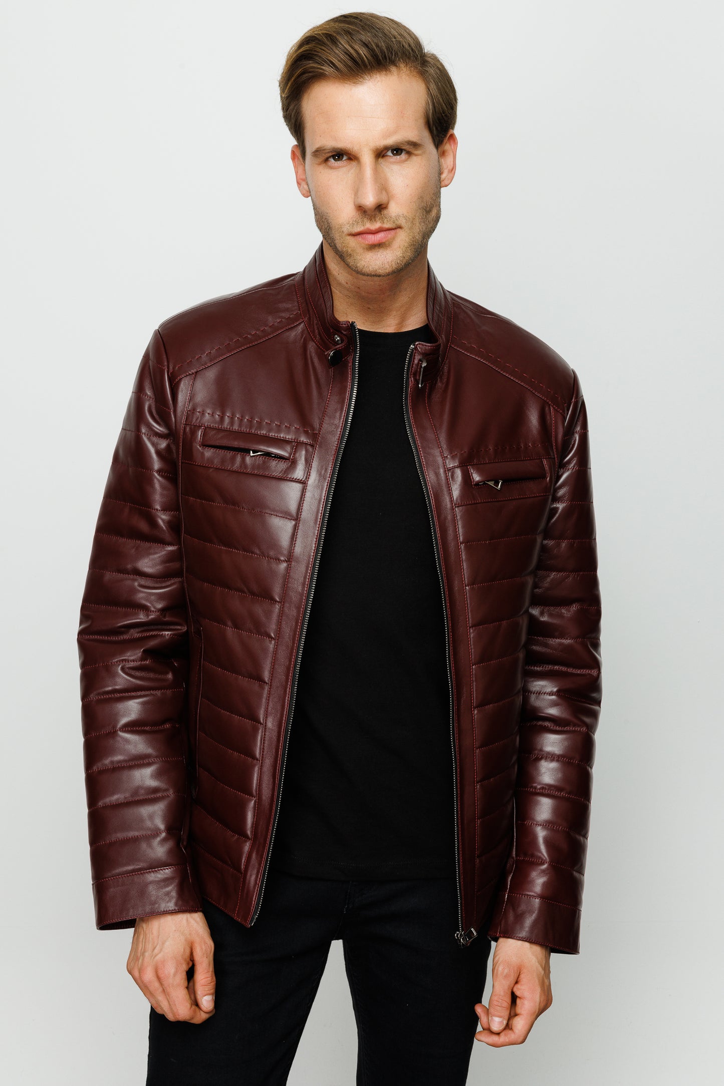 The Wilkerson Burgundy Leather Men Jacket