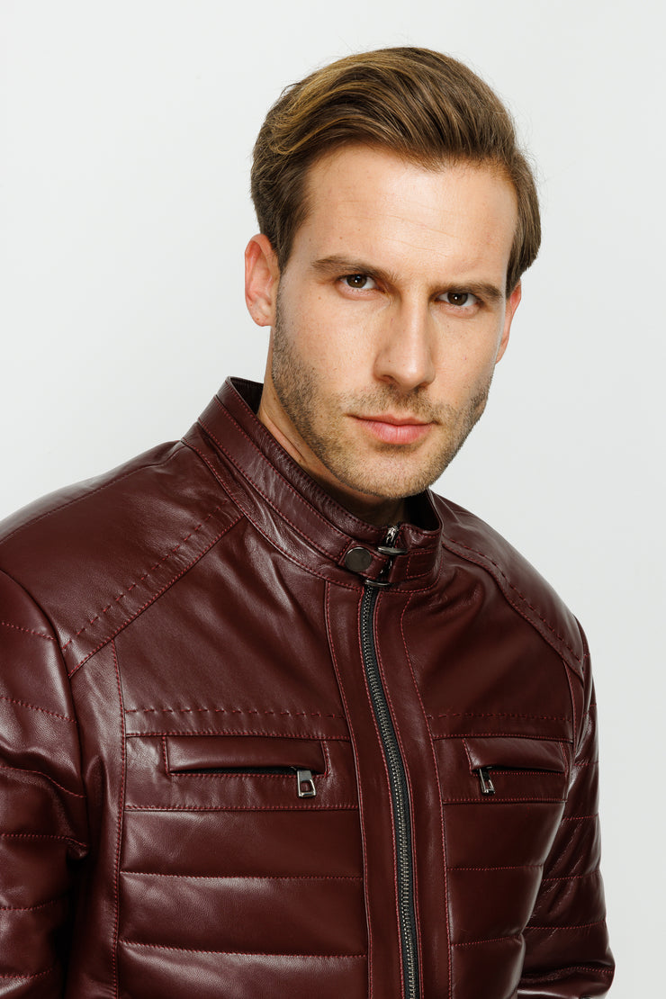 The Willkerson Burgundy Leather Jacket