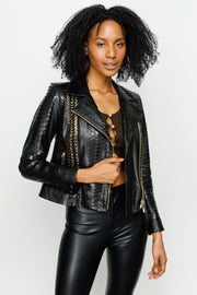 The Nayro Pythn Black Leather Jacket