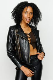 The Nayro Pythn Black Leather Jacket