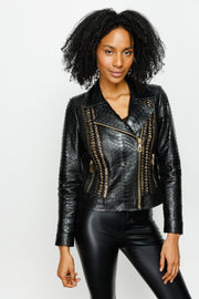 The Nayro Pythn Black Leather Jacket
