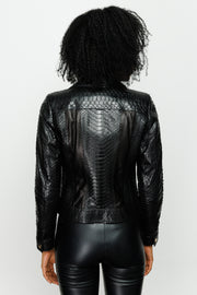 The Nayro Pythn Black Leather Jacket