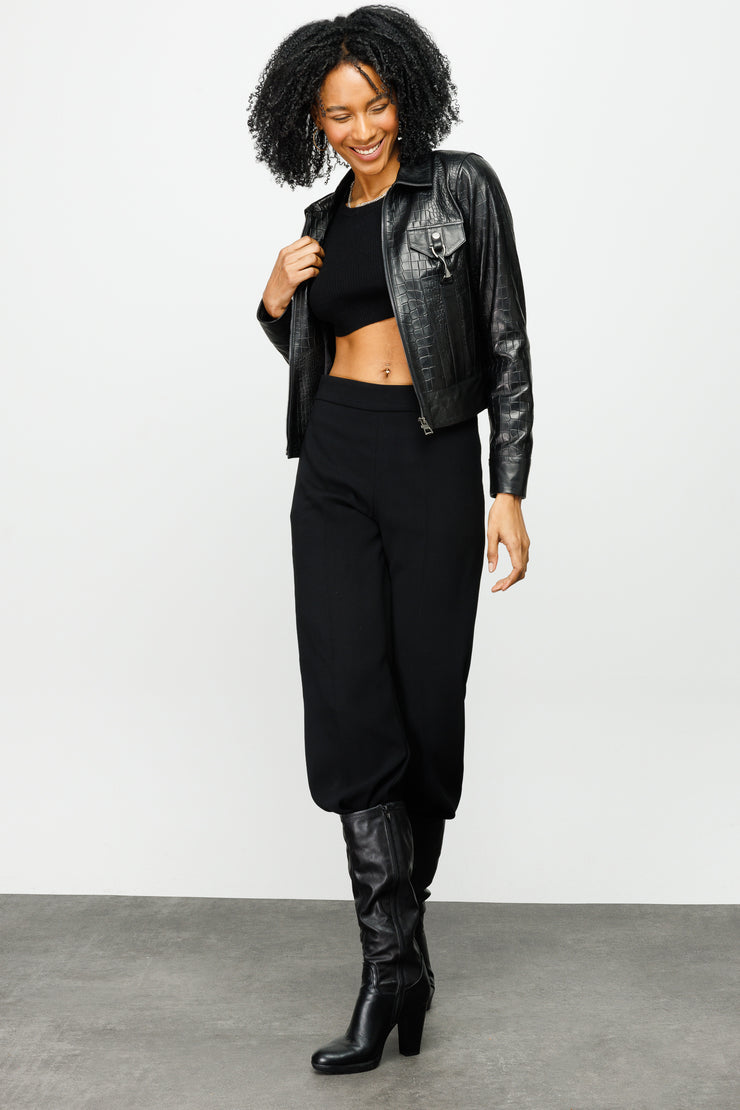 PIANE  LEATHER JACKET BLACK (15821-A)