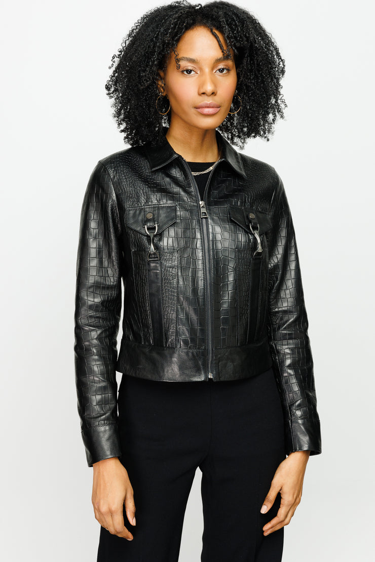 PIANE  LEATHER JACKET BLACK (15821-A)