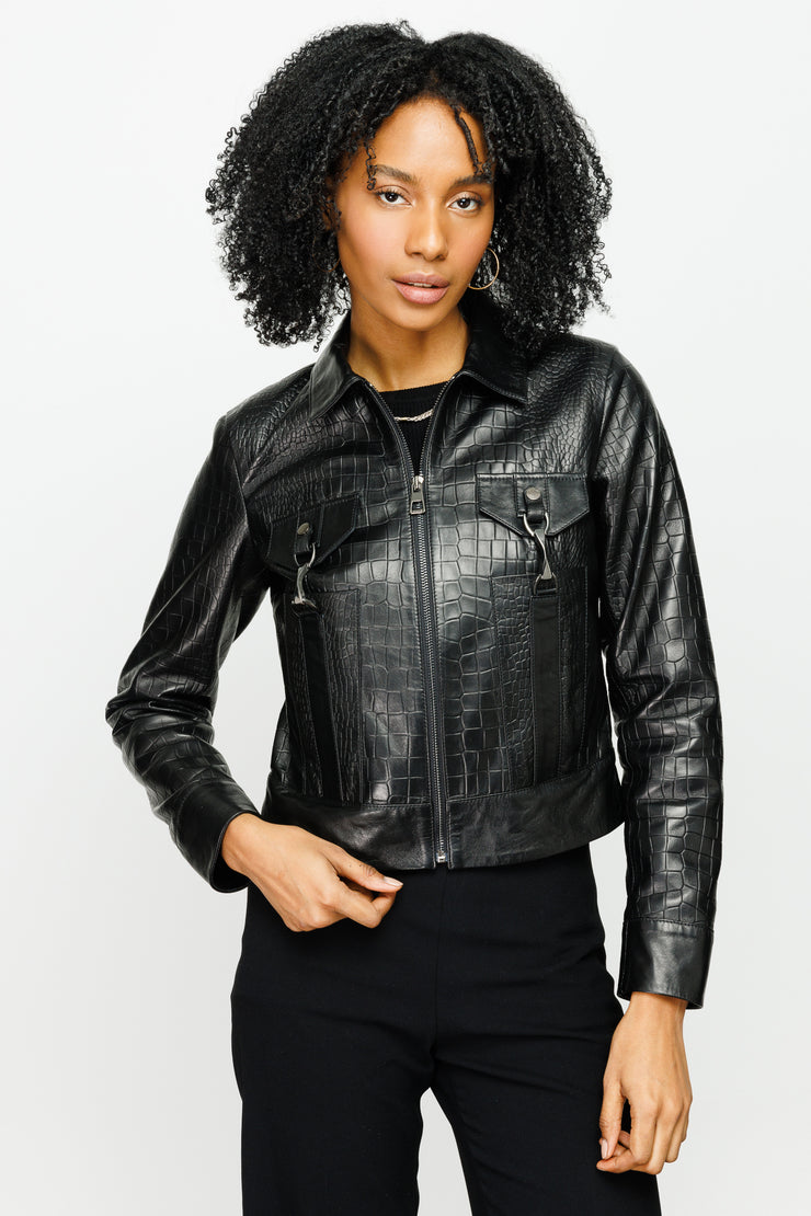PIANE  LEATHER JACKET BLACK (15821-A)