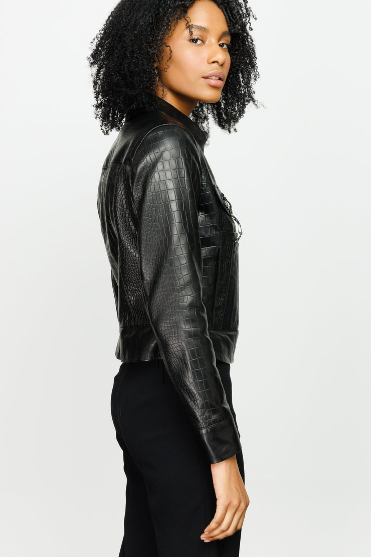 PIANE  LEATHER JACKET BLACK (15821-A)