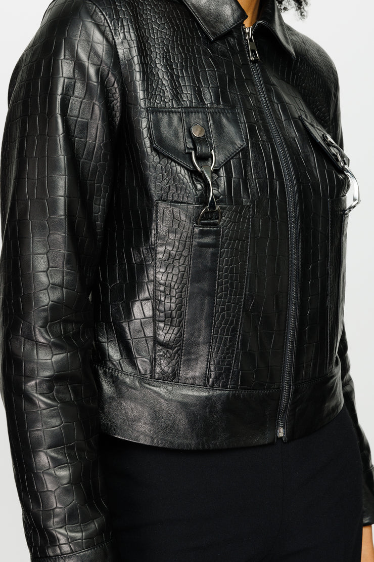 PIANE  LEATHER JACKET BLACK (15821-A)