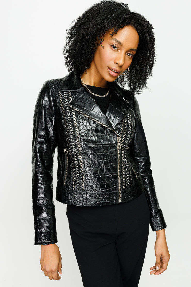 LANTE  LEATHER JACKET BLACK (15819-A)