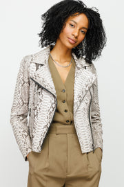 QUEEN PYTHN SKIN LEATHER WOMEN JACKET NATUREL (15808-P)