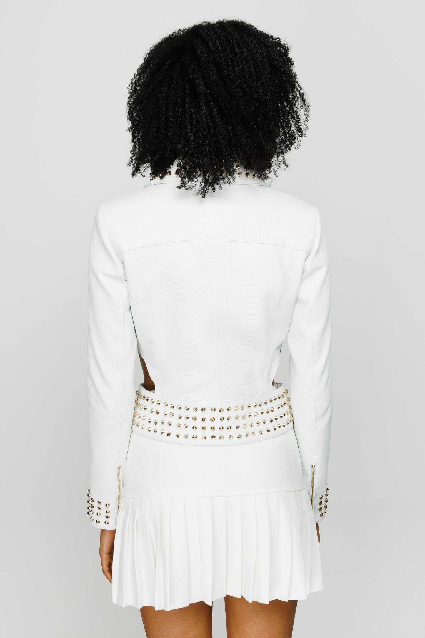 The Infanta White Leather Women Jacket