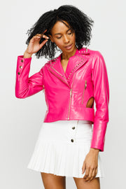 The Macera Pink Leather Jacket
