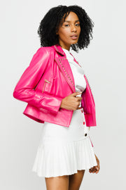 The Macera Pink Leather Jacket
