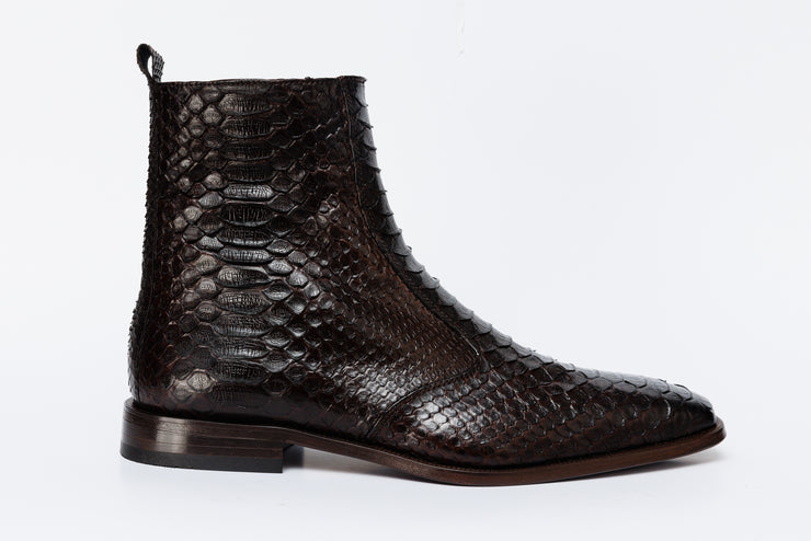 The Boss Brown Pythn Snk Zip-Up Leather Boot Limited Edition