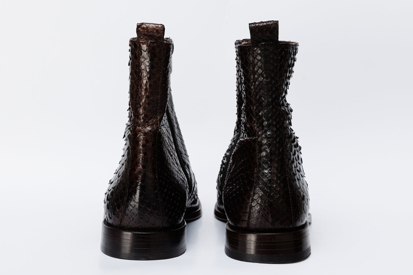 Bota de cuero con cremallera para hombre The Boss Brown Python Snk Edición limitada
