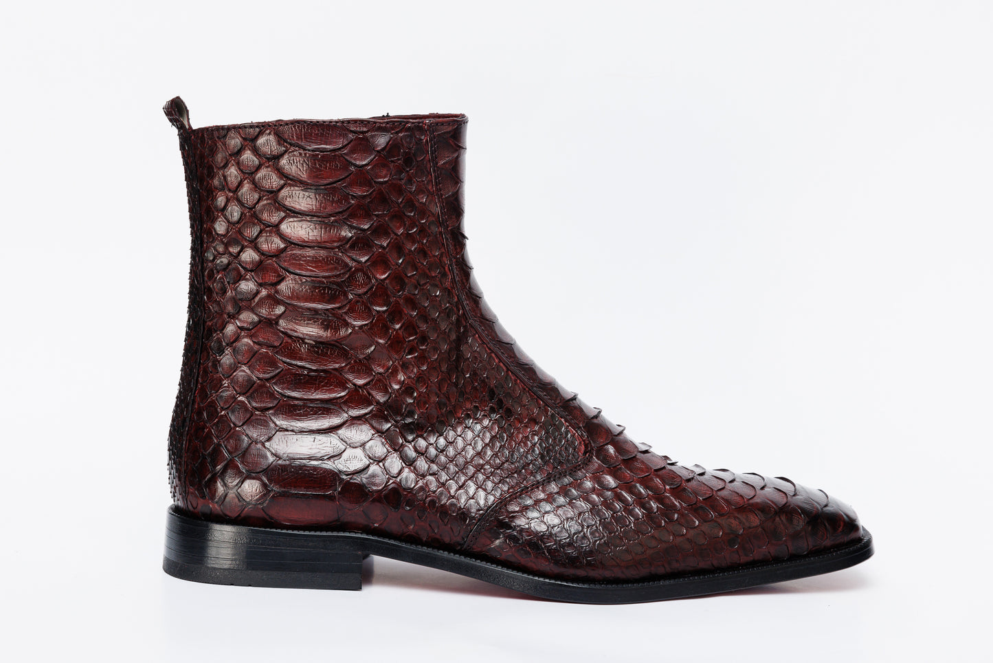 The Boss Burgundy Pythn Snk Zip-Up Leather Men Boot Limited Edition